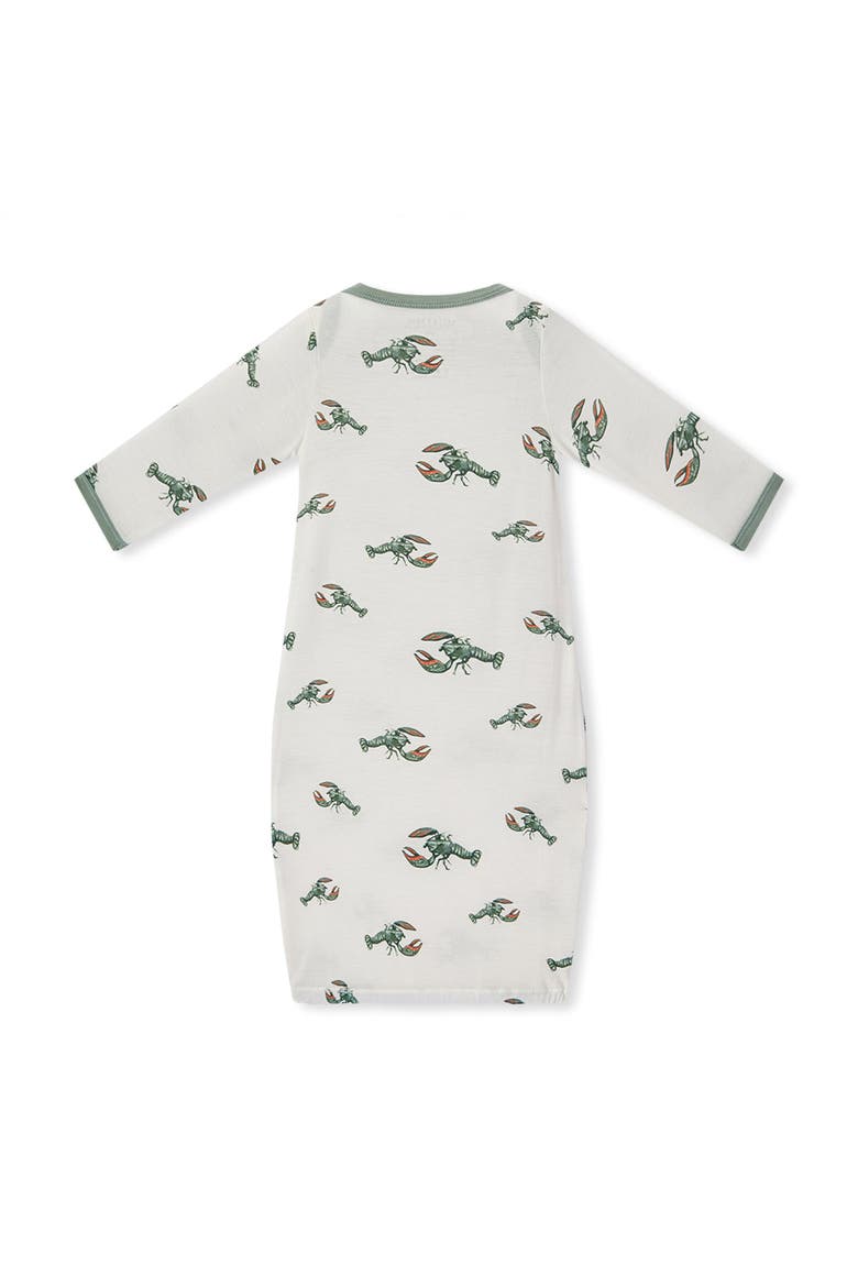 Luxe Stretch Newborn Gown and Hat Set, Alternate, color, Mint Lobster