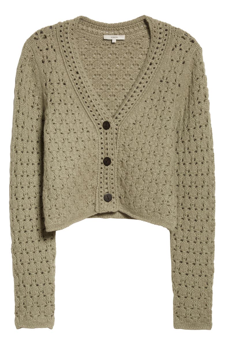 Vince Crochet Wool & Cashmere Cardigan Sweater, Alternate, color, 