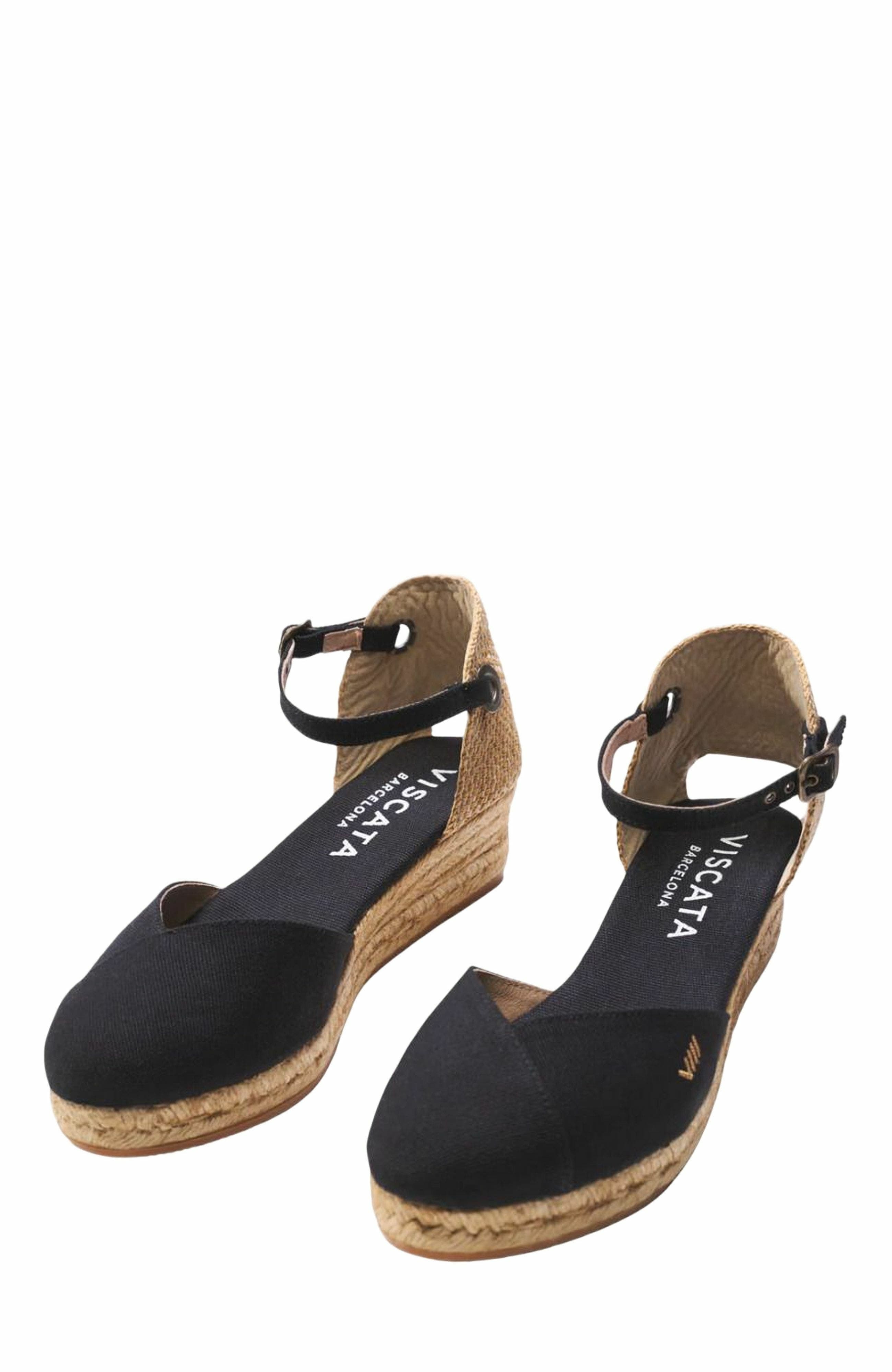 VISCATA Pubol Canvas Espadrille Wedges, Alternate, color, Black