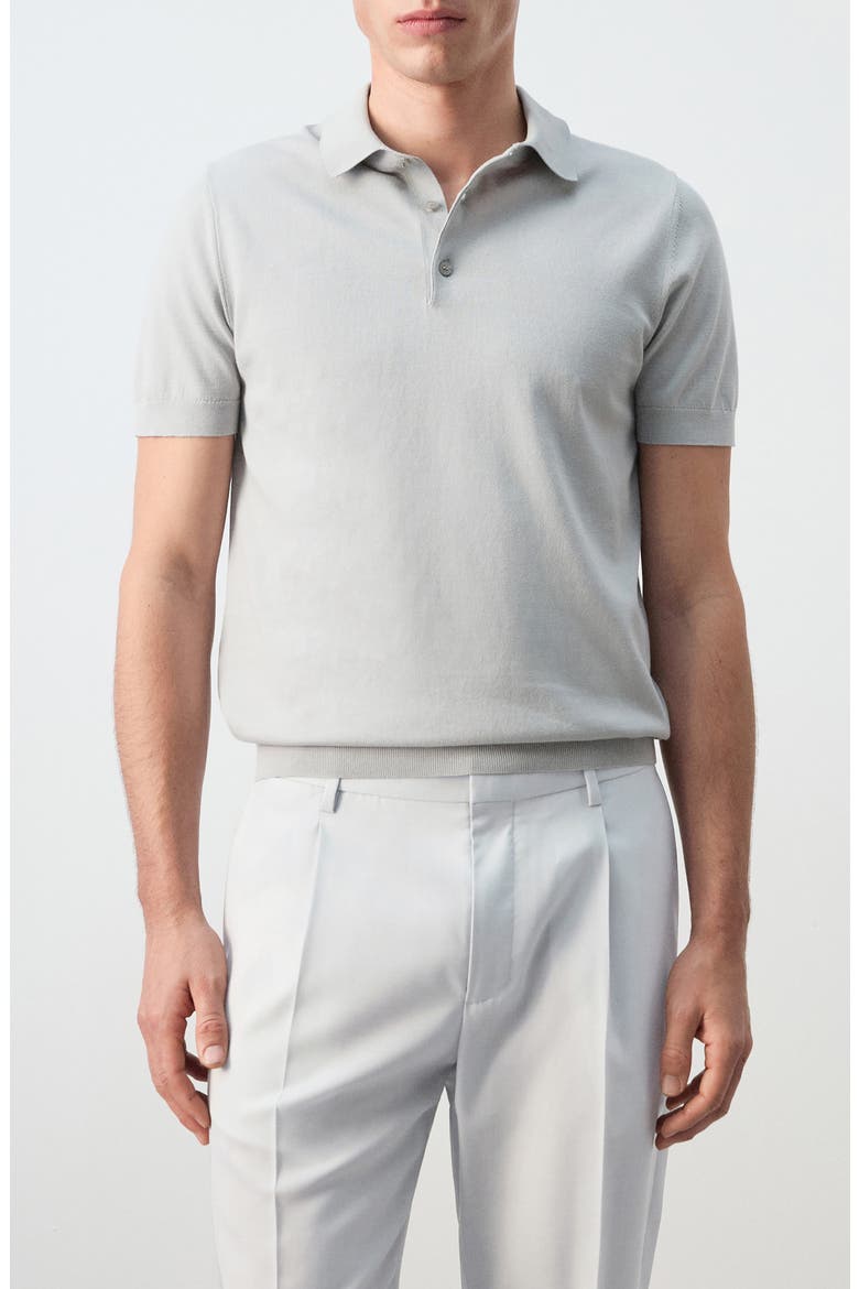 Fine Knit Cotton Polo, Main, color, ICE GREY