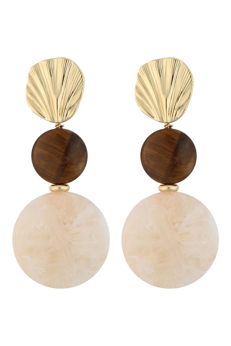 Stone Circle Drop Earrings, Main, color, WHITE