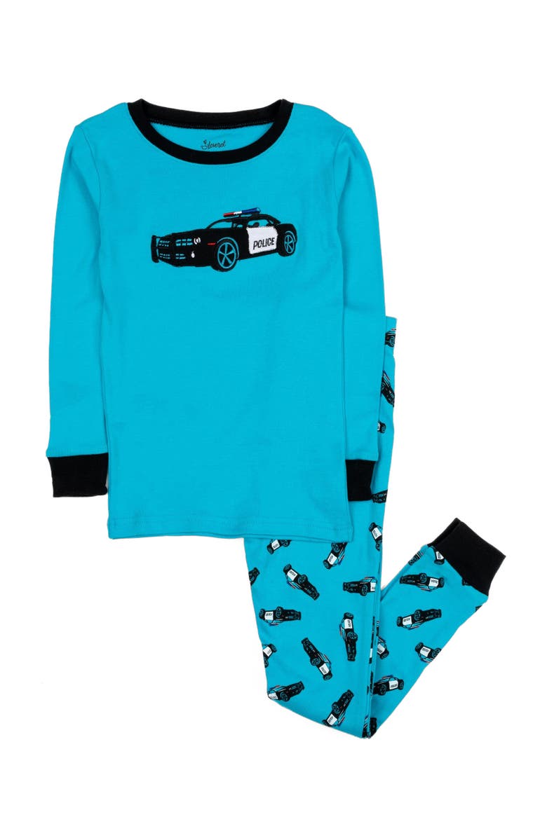 Leveret Kids Cotton Two-Piece Printed Pajamas, Vehicles & Machines, Main, color, Police Car