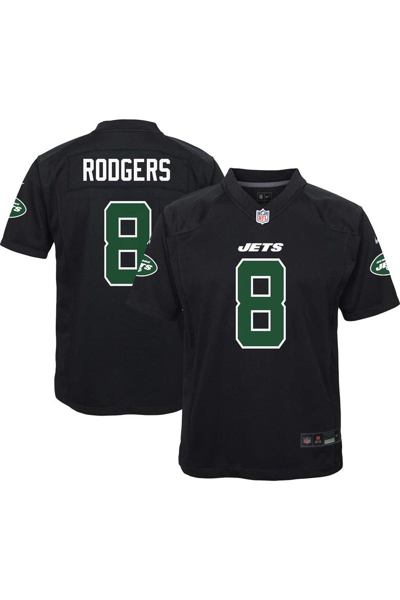 Youth Nike Aaron Rodgers Black New York Jets Game Jersey, Main, color, Black
