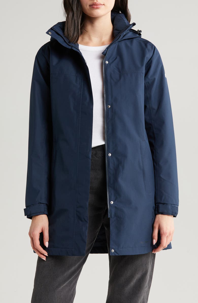 Helly Hansen Aden Hooded Waterproof Insulated Rain Jacket, Main, color, 597 Navy