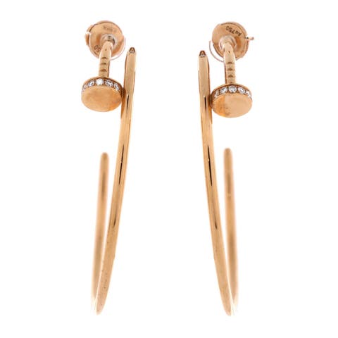 Juste un Clou Hoop Earrings 18K Rose Gold with Diamonds XL