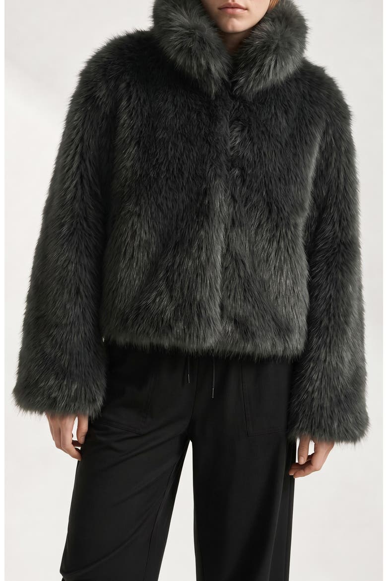 Milena Faux Fur Short Jacket, Main, color, DK GREY