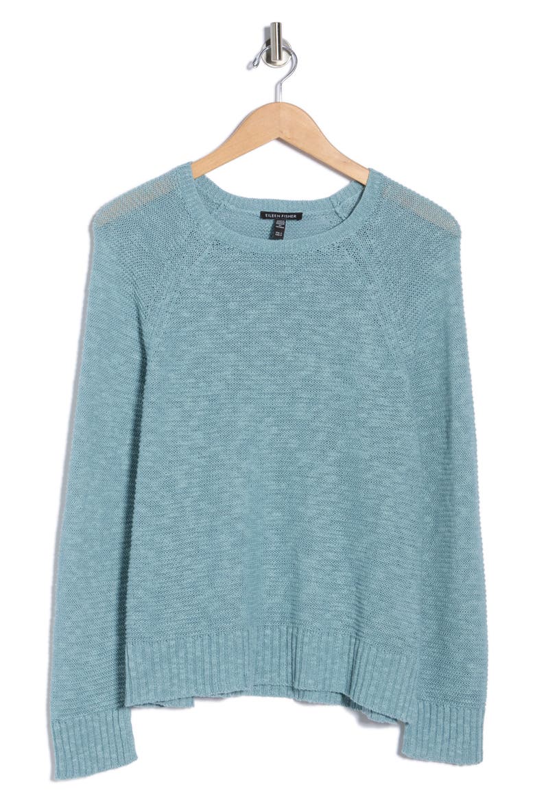 Raglan Sleeve Organic Linen & Organic Cotton Sweater, Alternate, color, SEAFOAM
