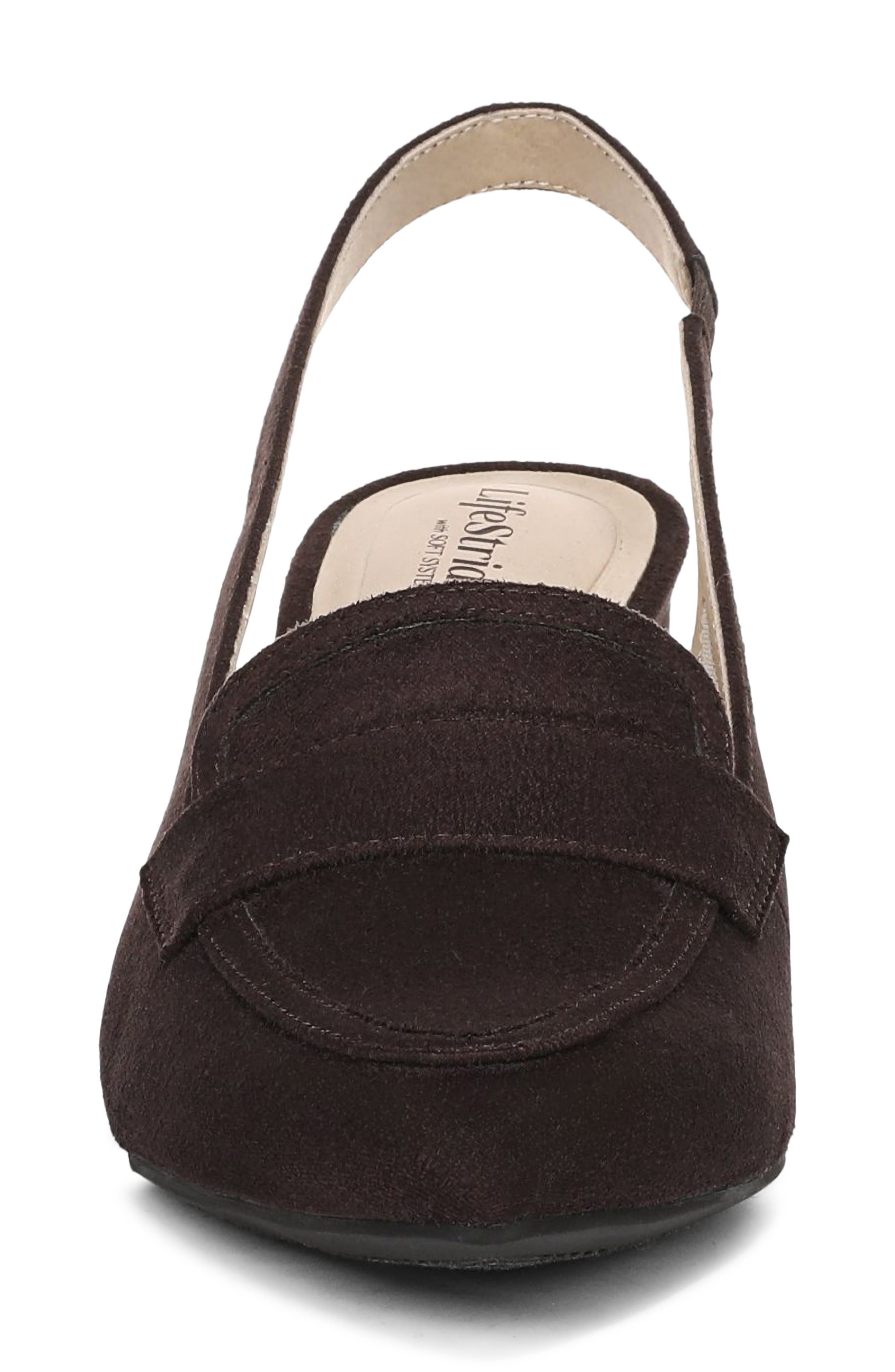 Angel Slingback Pointed Toe Loafer Pump, Alternate, color, DARK CHOCOLATE