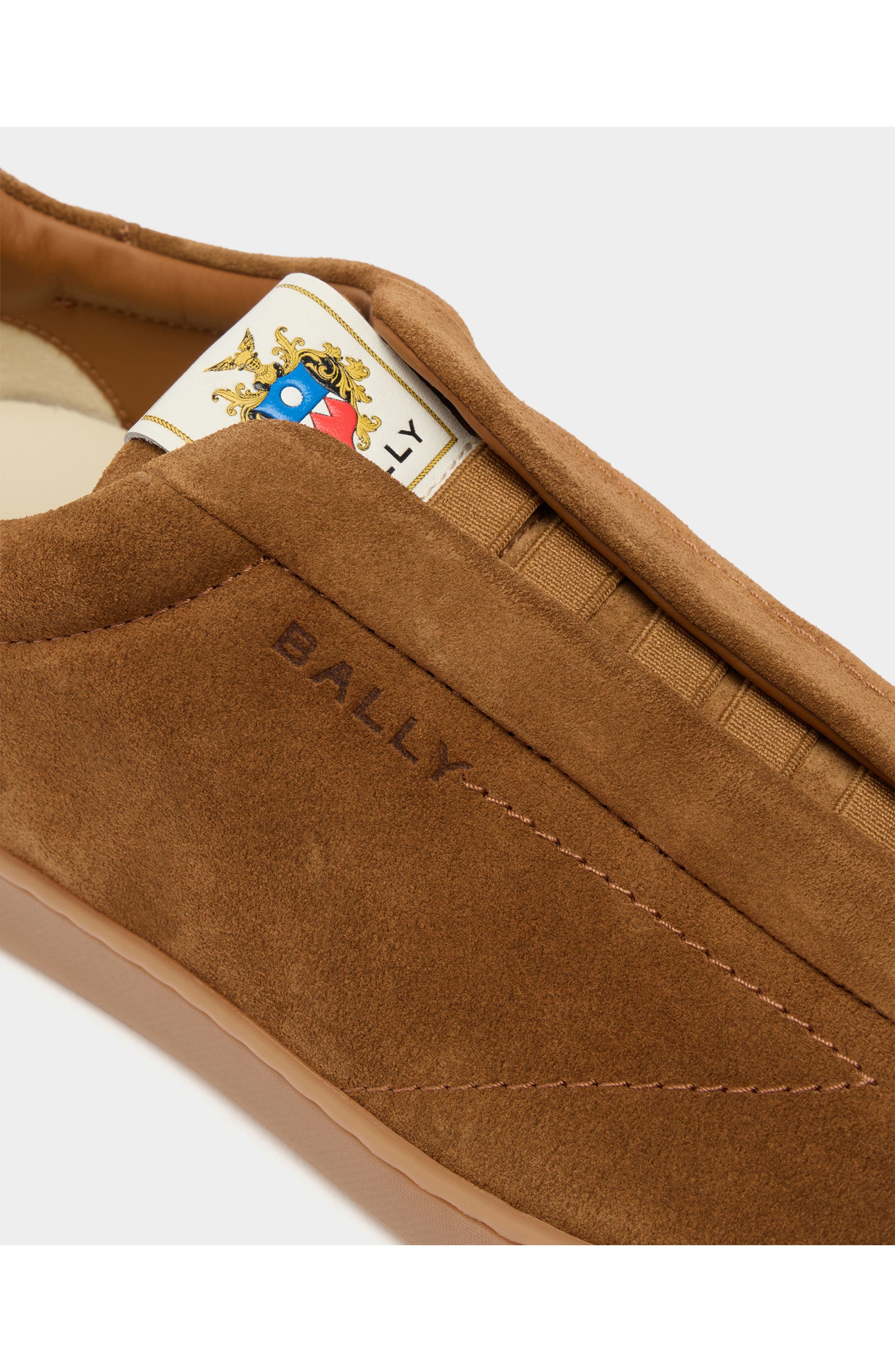 Bally Retro Crest Sneaker in Light Suede, Alternate, color, Brown