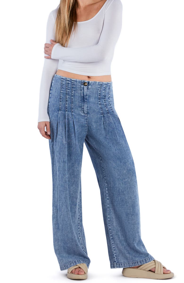 HINT OF BLU Pleated Wide Leg Pants, Alternate, color, Lake Meed