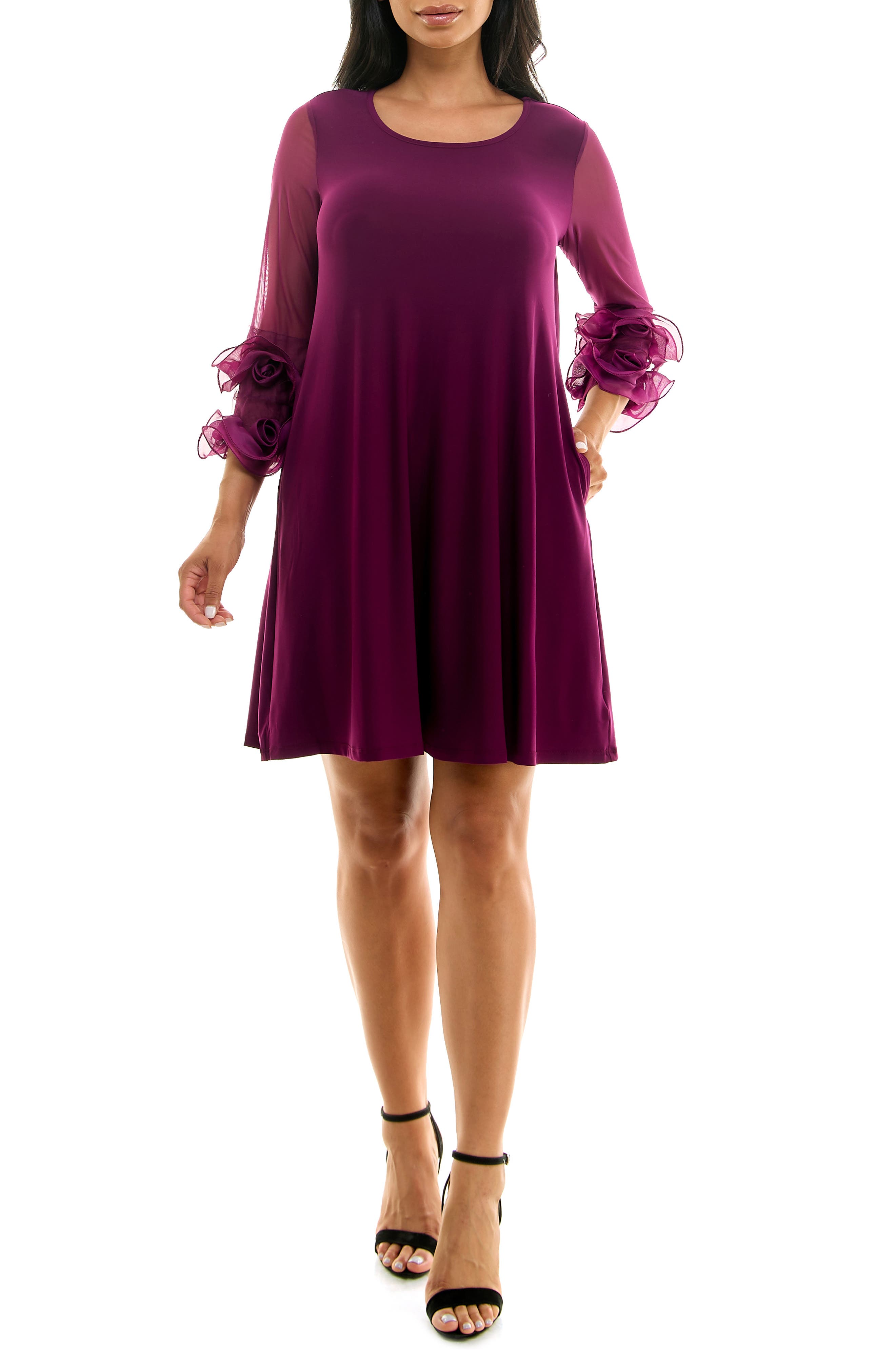 Ruffle Mesh Sleeve Dress - image 3