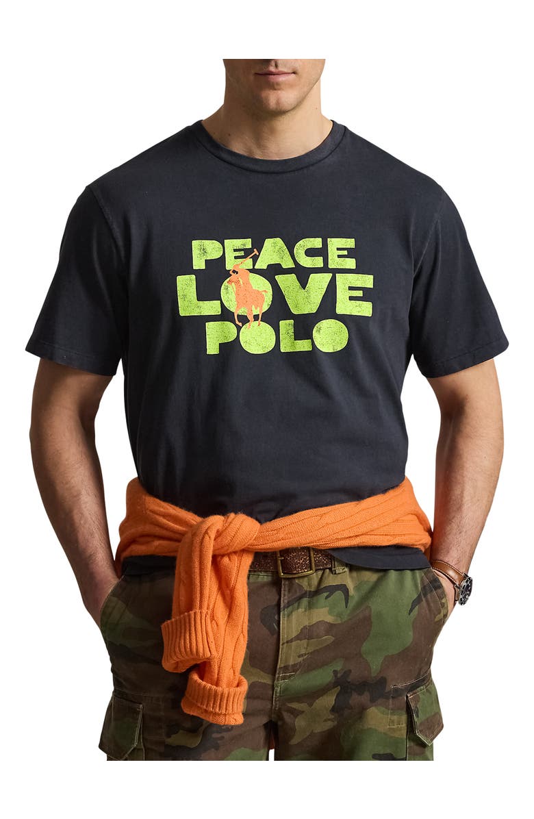 Polo Ralph Lauren Big & Tall Peace Love Polo Graphic Tee, Main, color, Polo Black