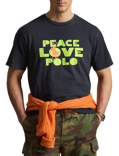 Big & Tall Peace Love Polo Graphic Tee
