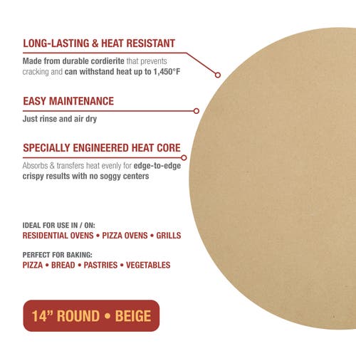 Old Stone Cordierite Round Pizza Stone, 14-inch In Brown
