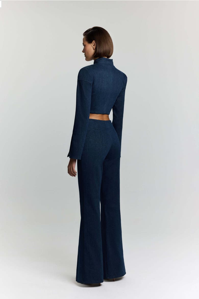 Sublime Denim Jean - High-Waisted Flared with Slits, Alternate, color, Deep Blue