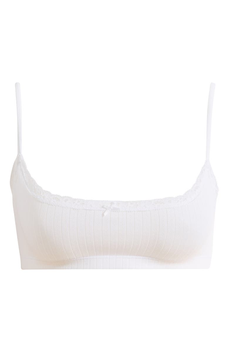 SKIMS Lightweight Stretch Cotton Pointelle Bralette, Alternate, color, Snow