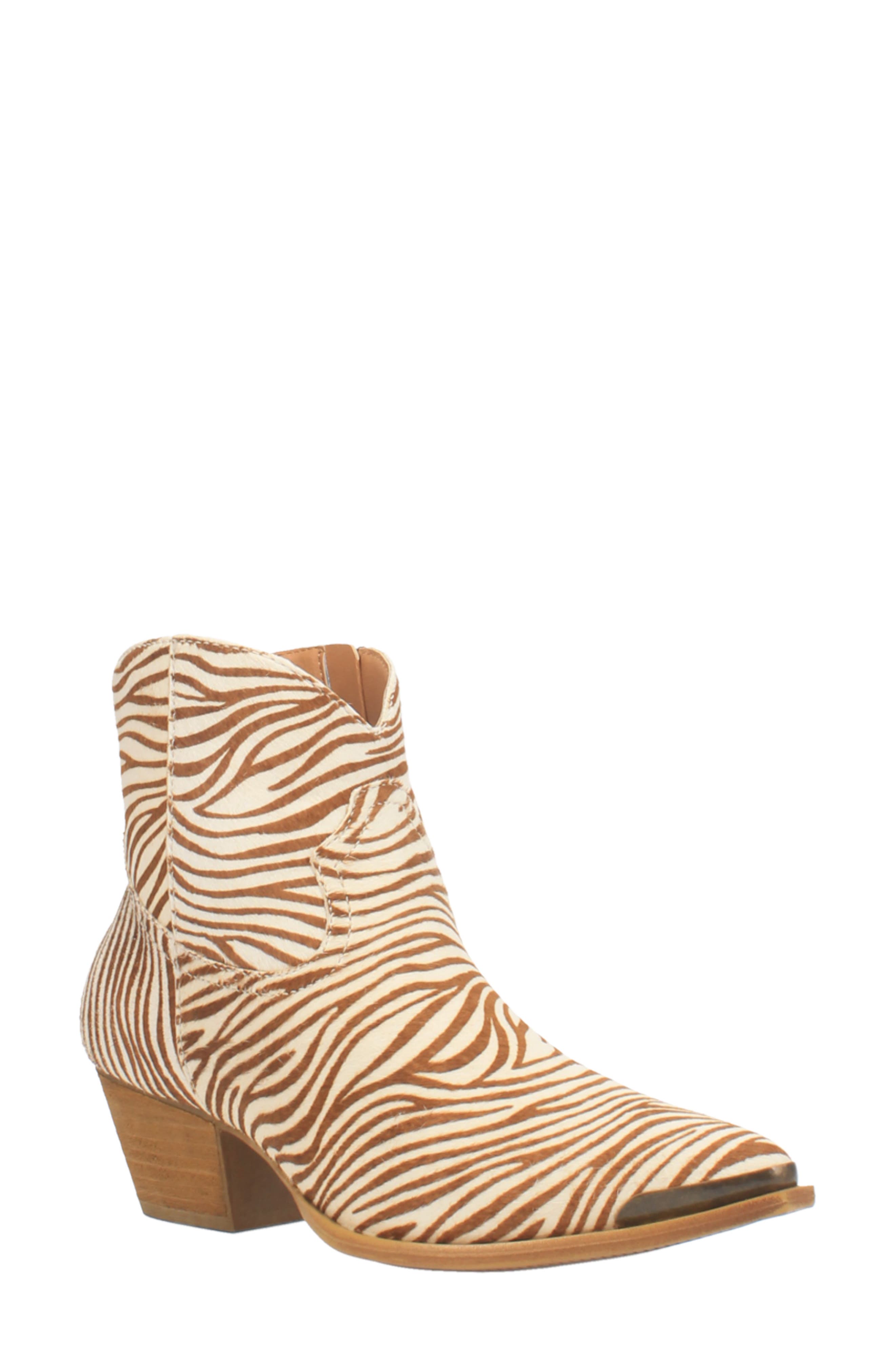 Hairy Up Genuine Calf Hair Western Boot, Main, color, TAN ZEBRA PRINT CALF HAIR