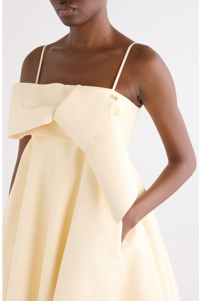 Bow Sliced Leather Minidress, Alternate, color, VANILLA CREAM