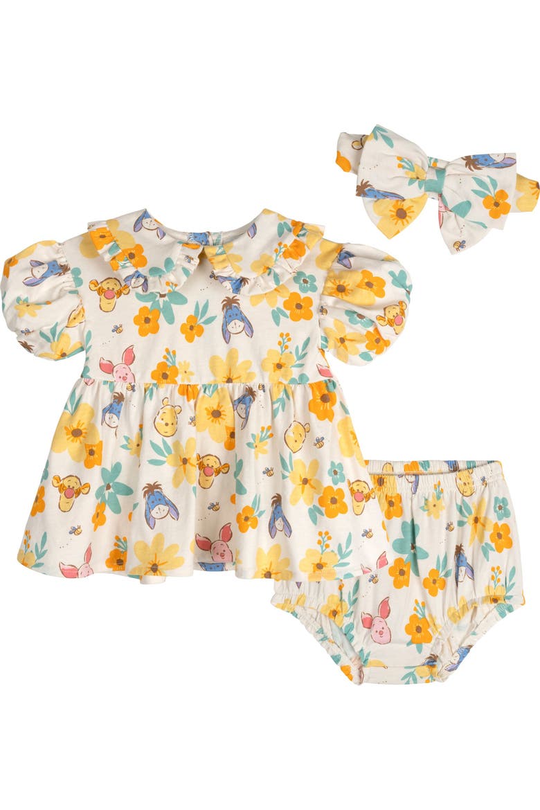 Winnie the Pooh Dress, Bloomers and Headband Set, Main, color, Ivory Cream