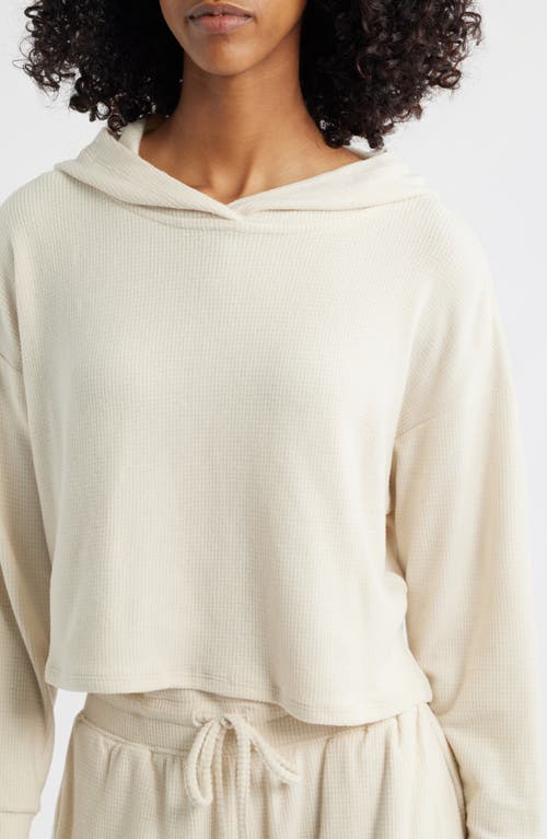 Happy Camp3r Buttercream Lily Lounge Crop Thermal Hoodie In White