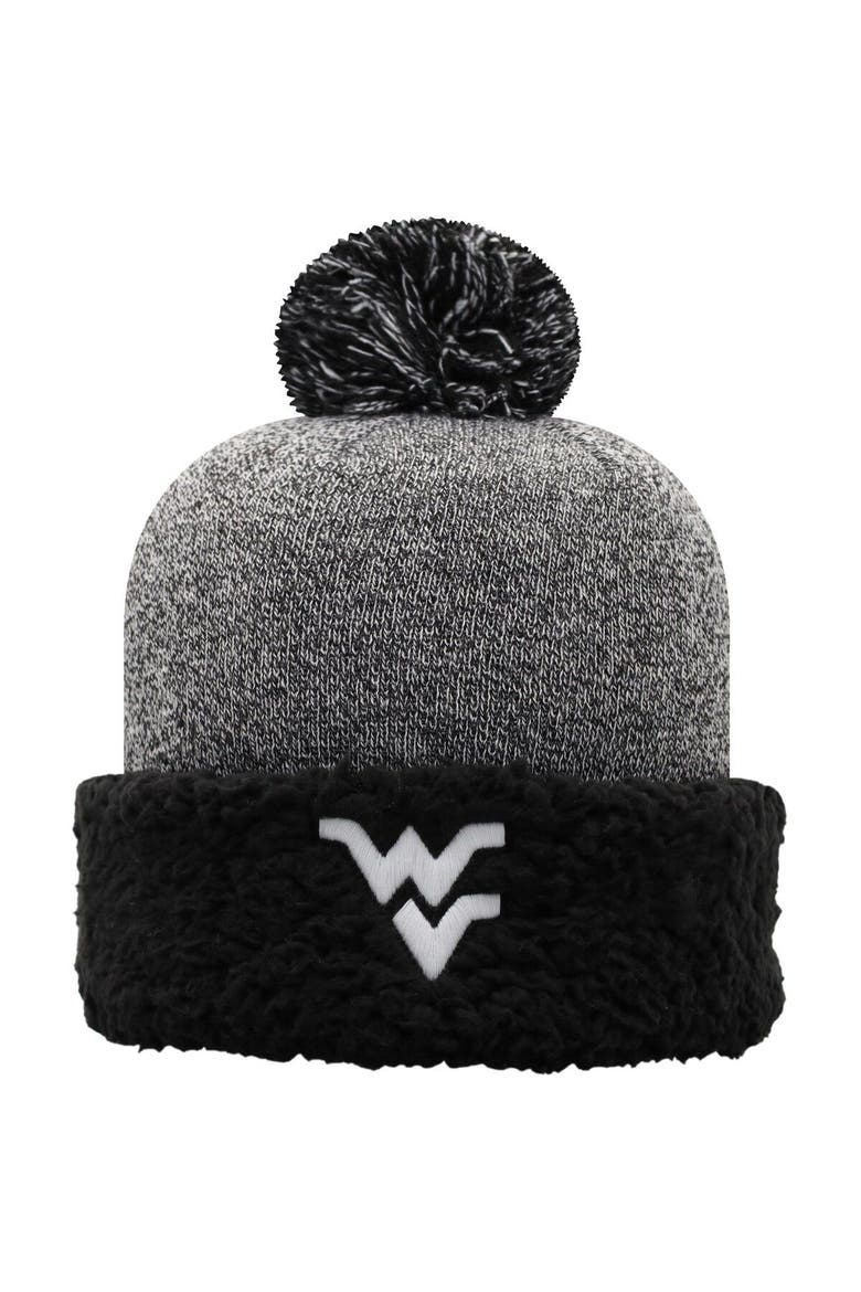 Women's Top of the World Black West Virginia Mountaineers Snug Cuffed Knit Hat with Pom, Main, color, Black