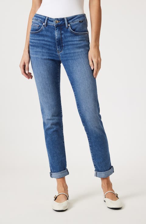 Kathleen High Waist Slim Jeans (Mid Brushed Feather)