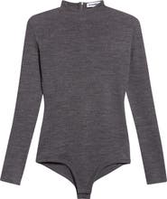 Jil Sander Padded Shoulder Wool Mock Neck Bodysuit