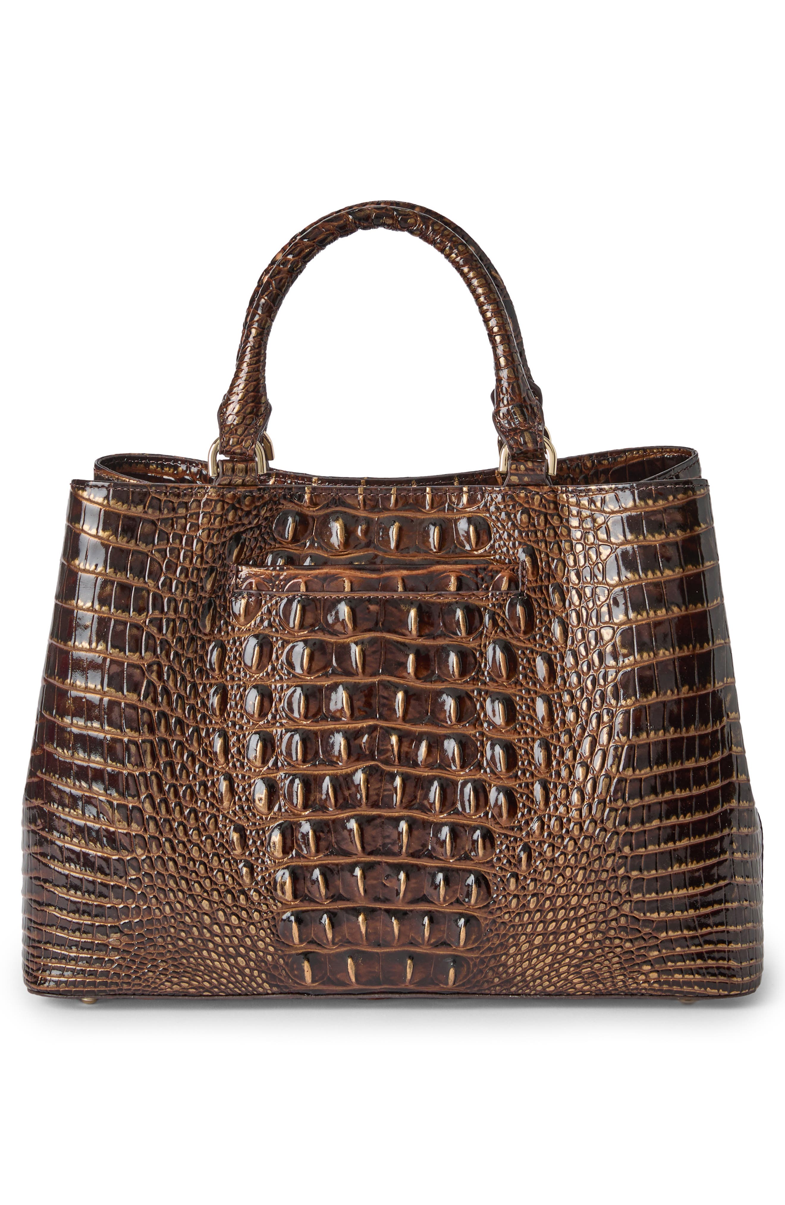 Small Denise Croc Embossed Leather Satchel, Alternate, color, CHOCOLATE
