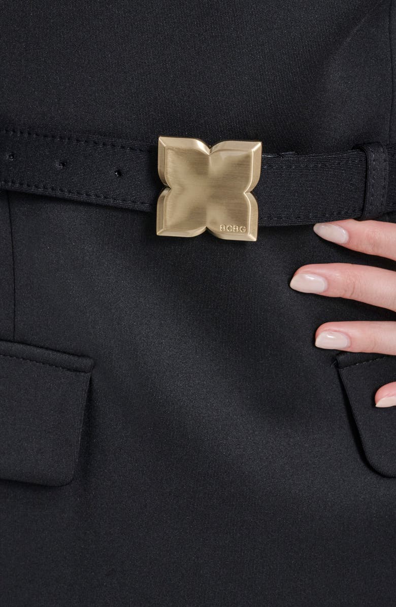 BCBG Belted Long Sleeve Sheath Dress, Alternate, color, Black