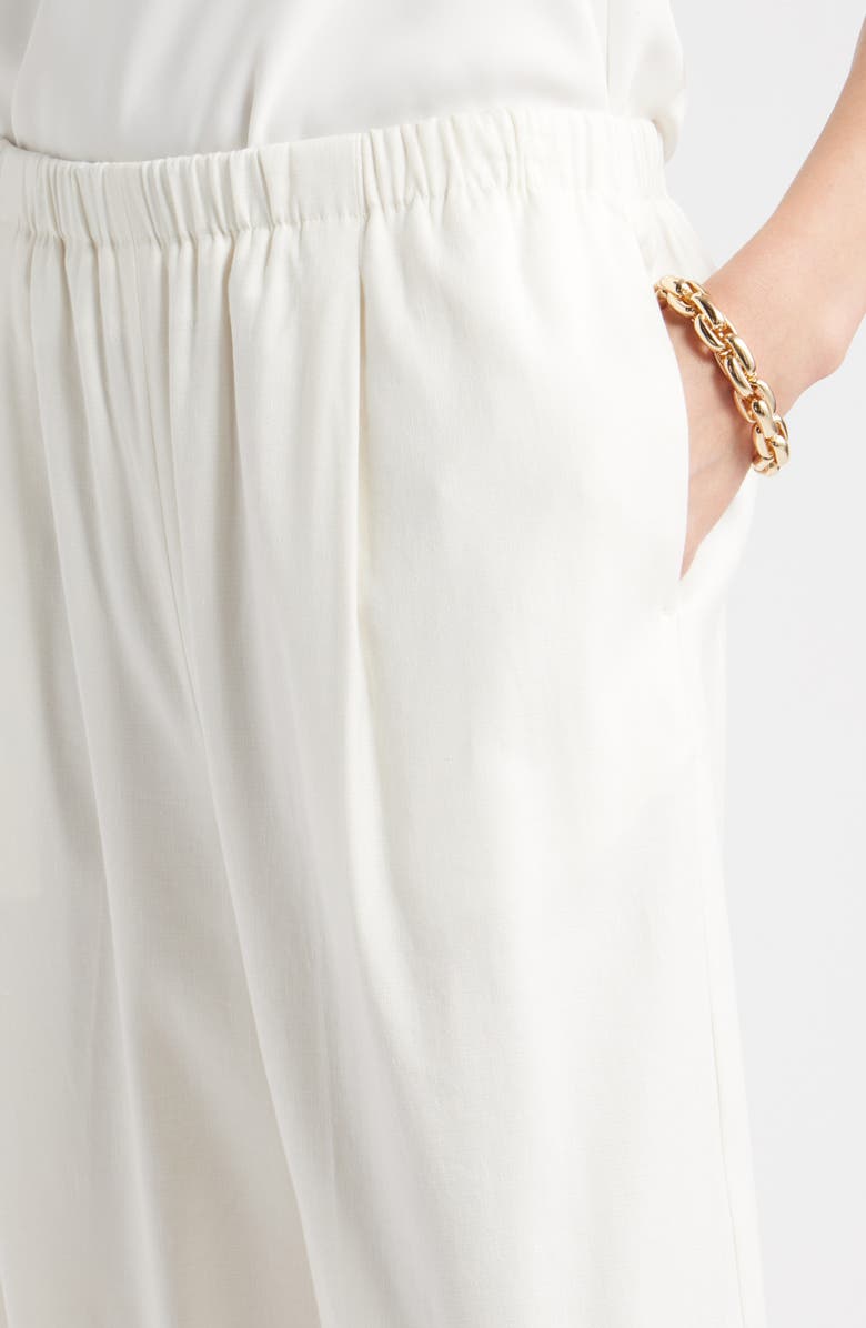 Nordstrom Linen Blend Crop Slim Wide Pants, Alternate, color, Ivory Tofu