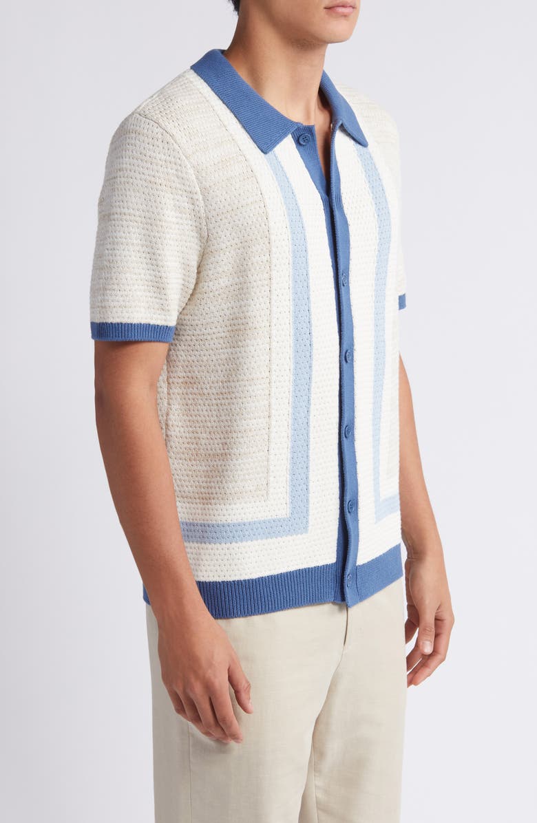 Wax London Tellaro Pointelle Knit Button-Up Shirt, Alternate, color, 