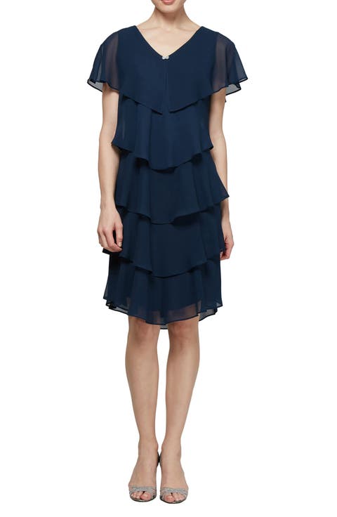 Georgette Ruffle Tiered Dress