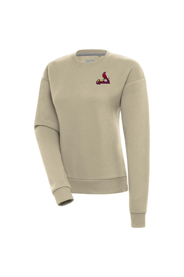 Women's Antigua Khaki St. Louis Cardinals Victory Pullover Sweatshirt, Main, color, Khaki