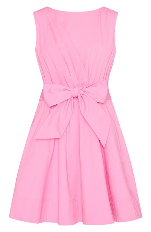 Shop Milly Draped Sleeveless Stretch Cotton Poplin Minidress In Pink