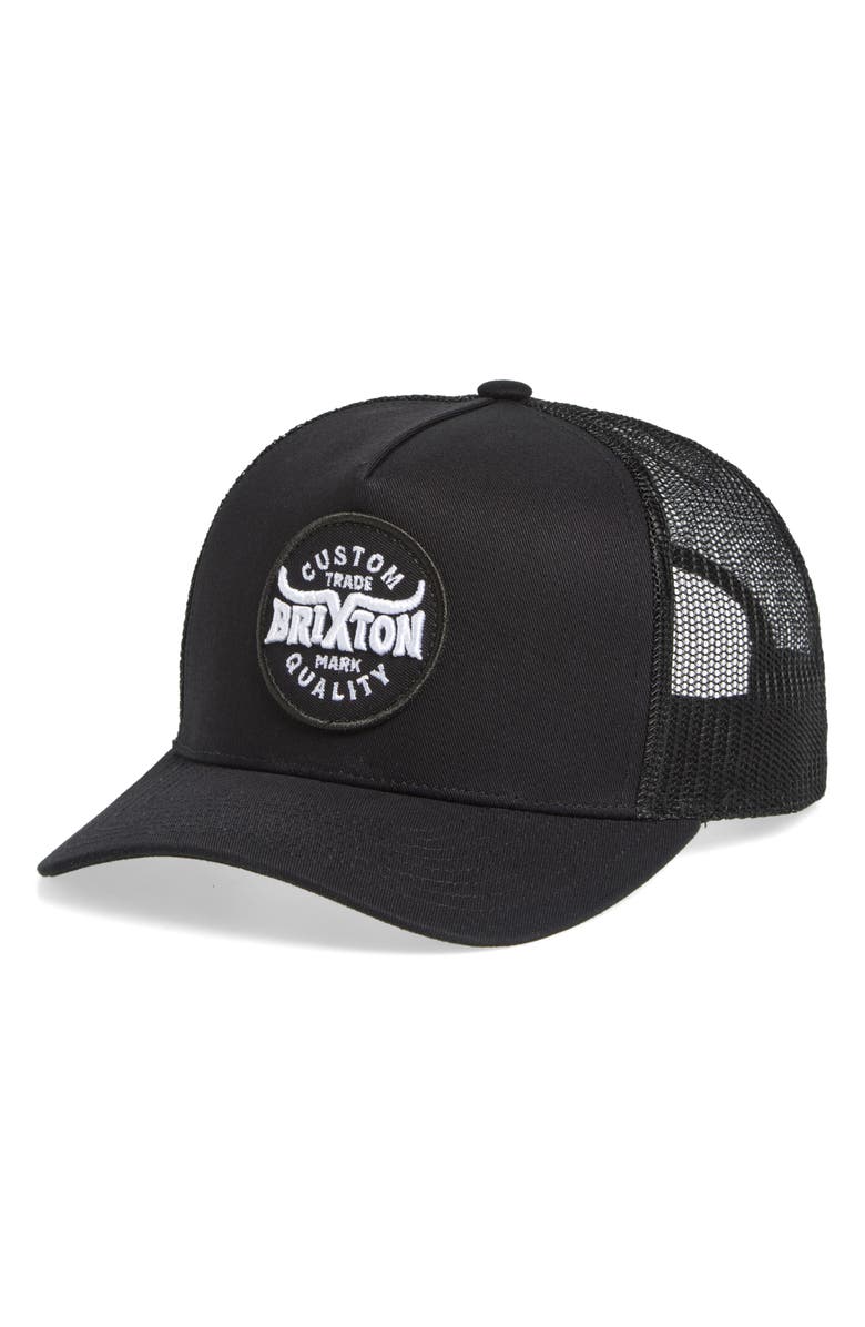 Brixton Gibson NetPlus<sup
®</sup
Trucker Hat, Main, color, Black/ Black