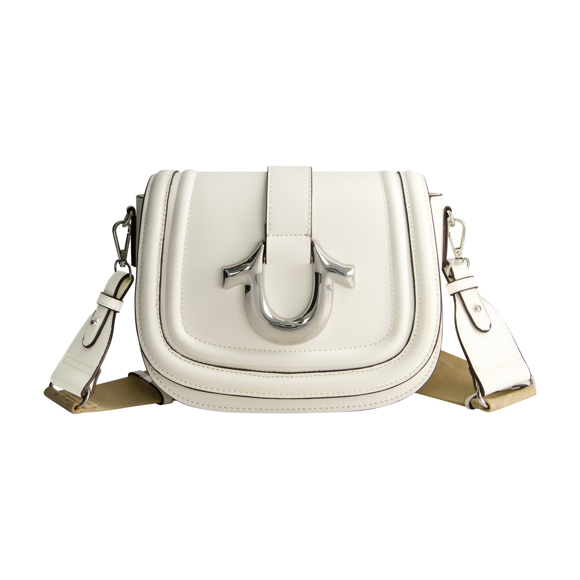 True Religion Saddle Bag with Gold Hardware, Main, color, White
