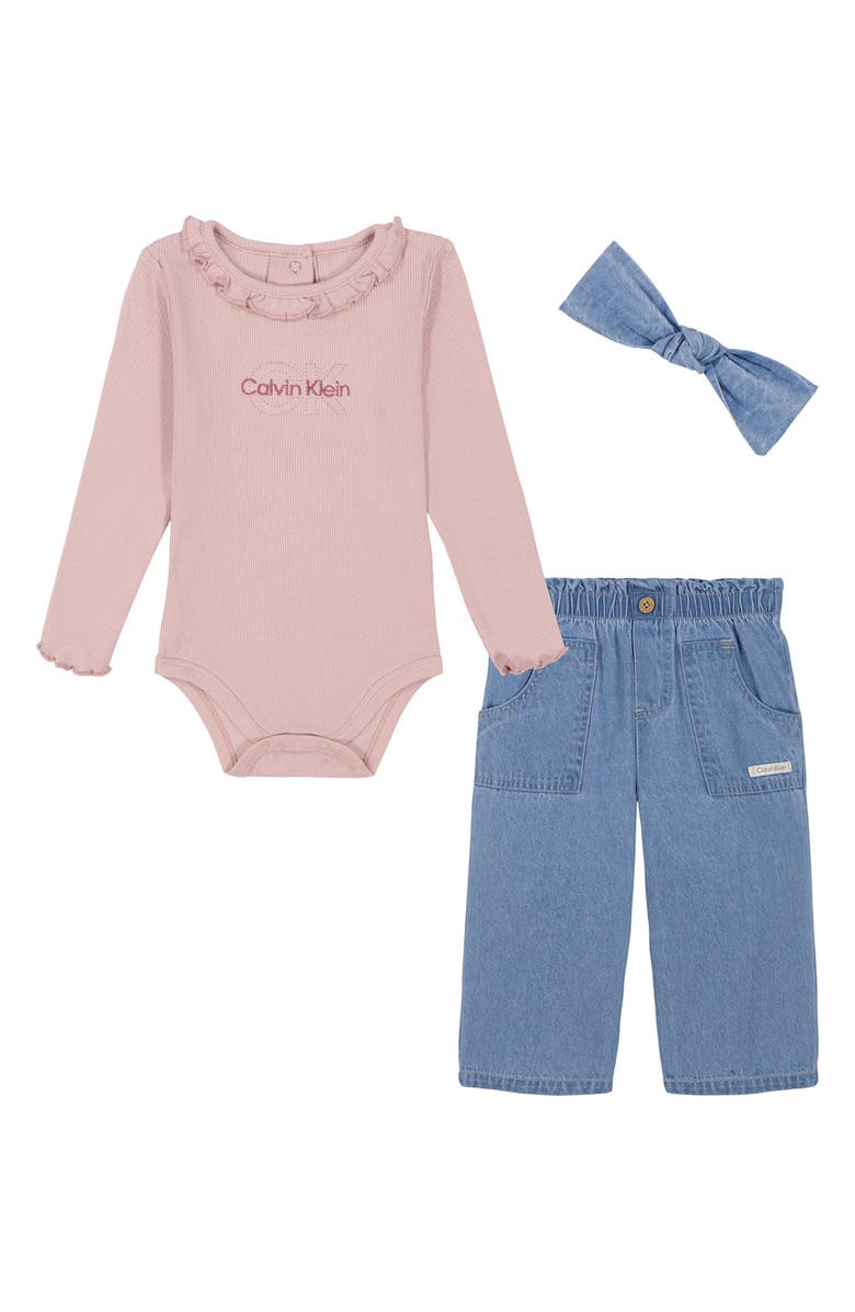 Calvin Klein Bodysuit, Leggings, & Headband Set, Main, color, 