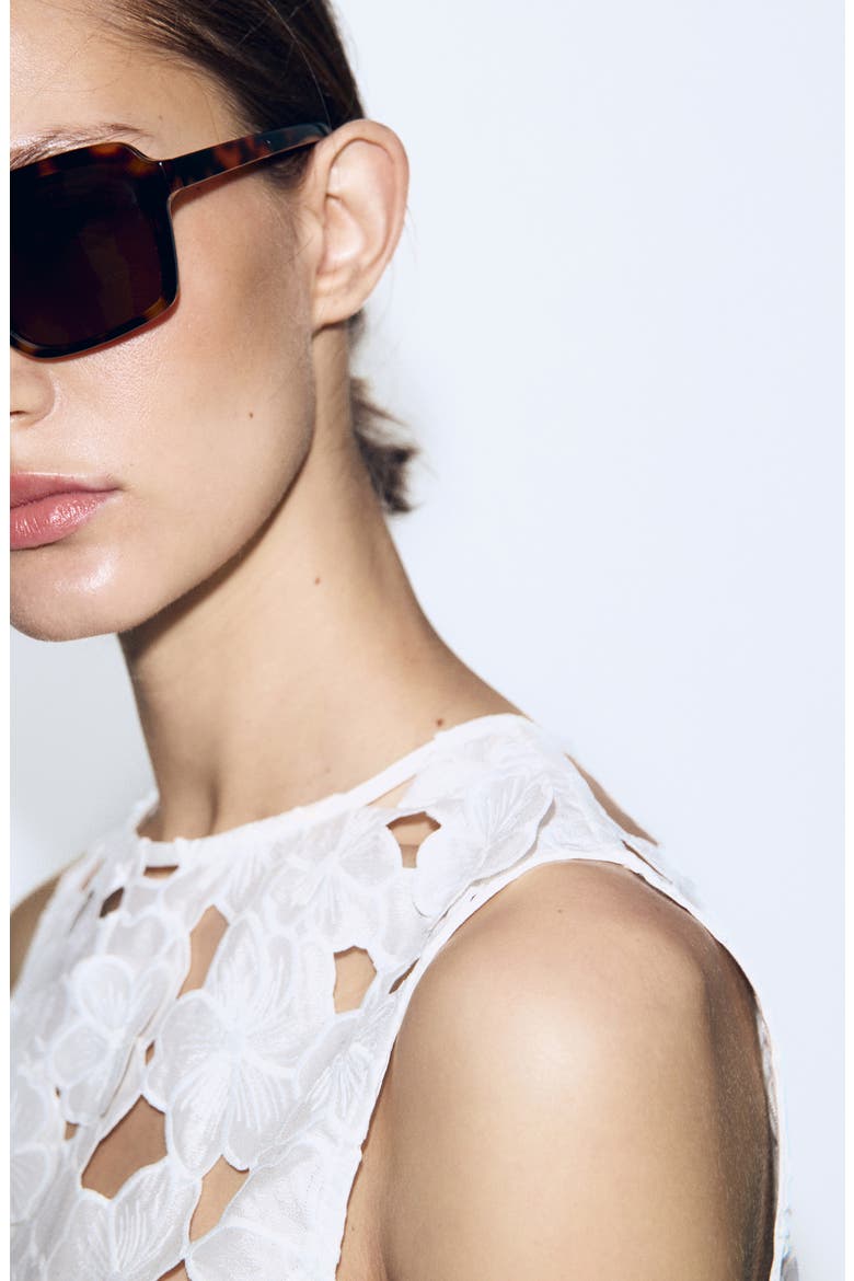 Openwork Floral Cutout Crop Top, Alternate, color, OFF WHITE