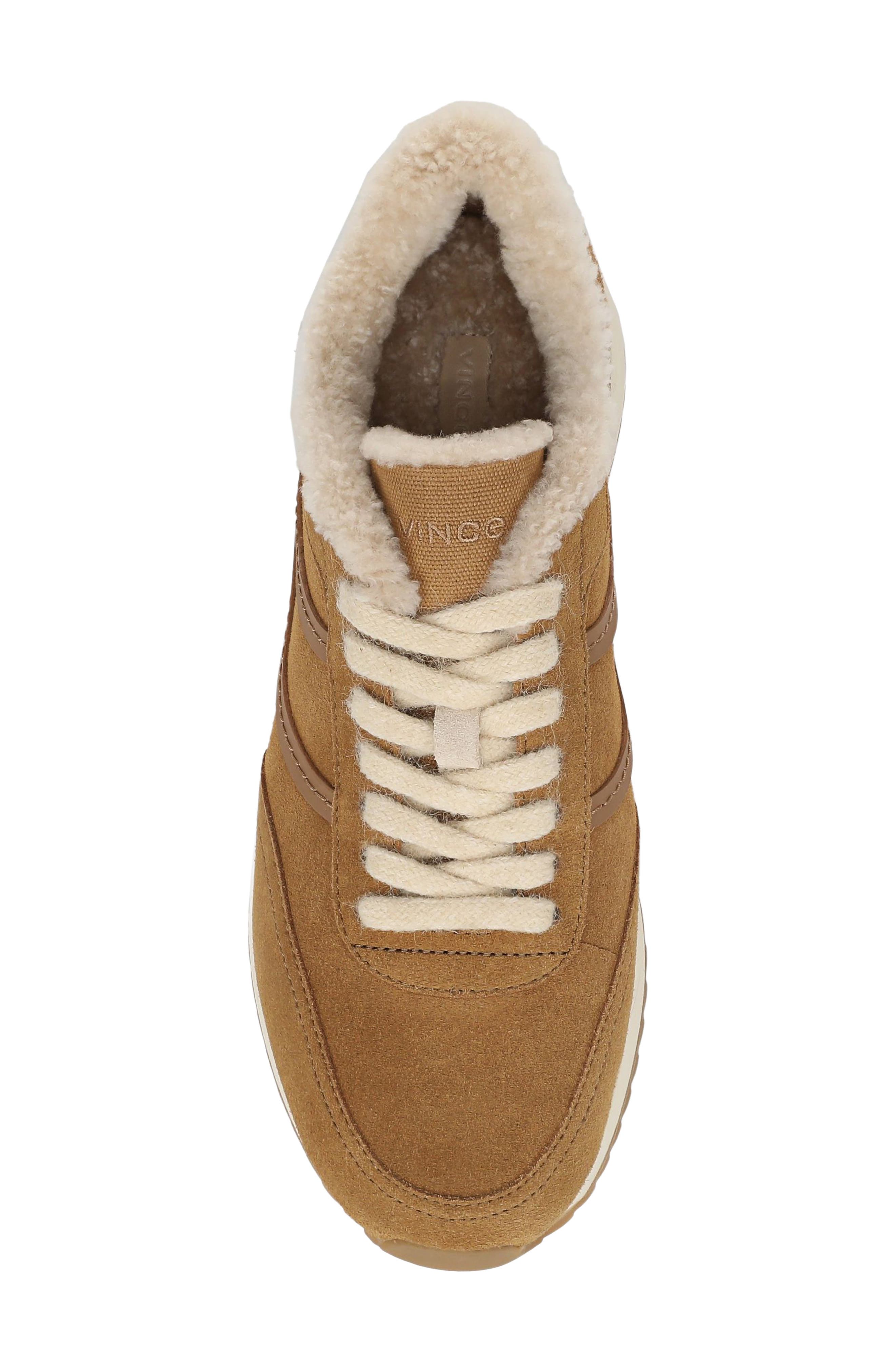 Simon Genuine Shearling Trim Sneaker, Alternate, color, HONEY BROWN LEATHER