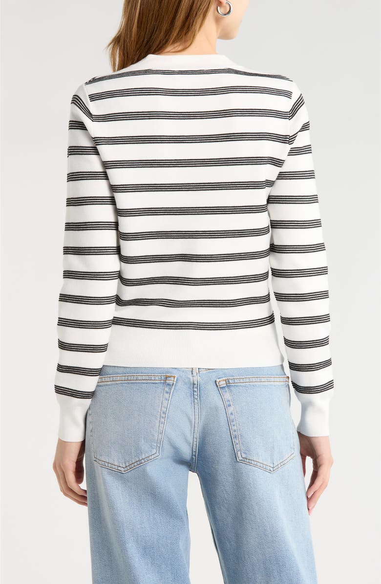 ASTR the Label Tawni Stripe Cardigan, Alternate, color, Black White Stripe