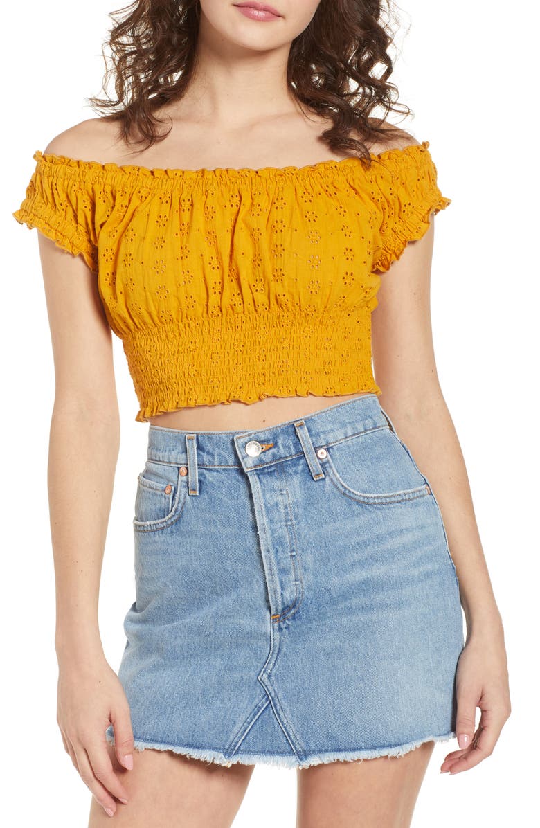 Ten Sixty Sherman Off the Shoulder Eyelet Top, Main, color, 
