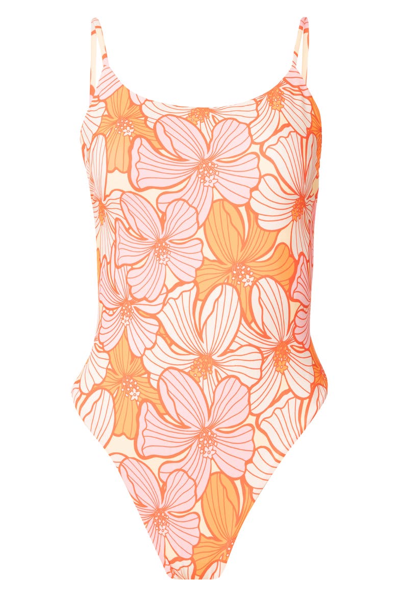 Retro Bloom Luster Reversible One-Piece Swimsuit, Alternate, color, OPEN PINK