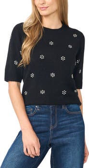 CeCe Jewel Elbow Sleeve Sweater