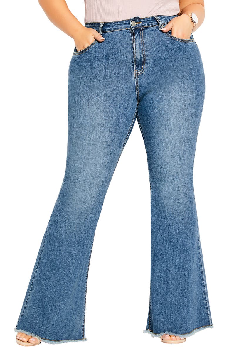City Chic Classic Flare Leg Jeans, Main, color,