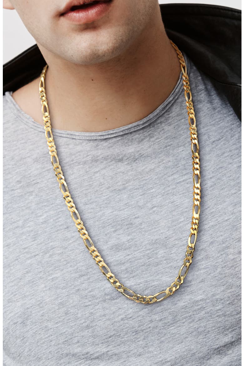 18K Gold Plated Figaro Chain Link Necklace, Alternate, color, YELLOW