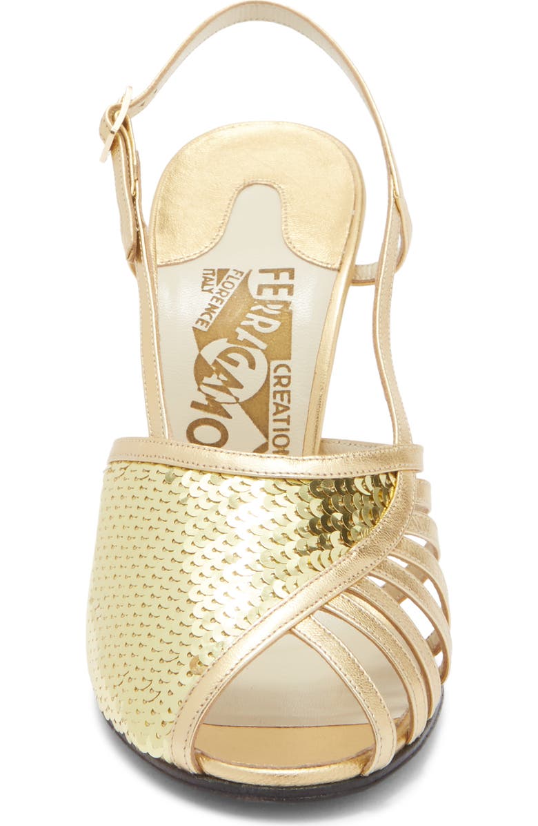 FERRAGAMO Vicever Sequin Slingback Sandal, Alternate, color, Gold