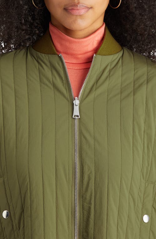 Scotch & Soda Reversible Quilted Bomber Jacket In Washed Military