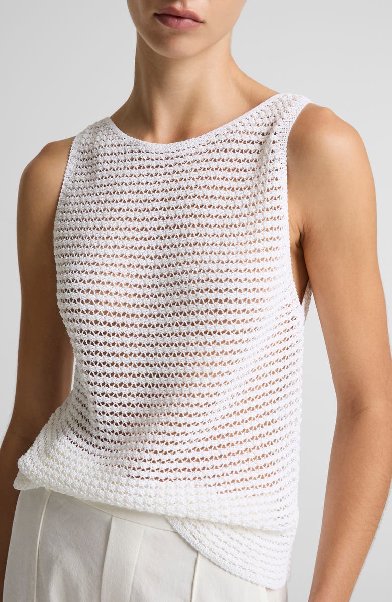 Vince Cotton Blend Cord Openwork Tank, Alternate, color, Optic White