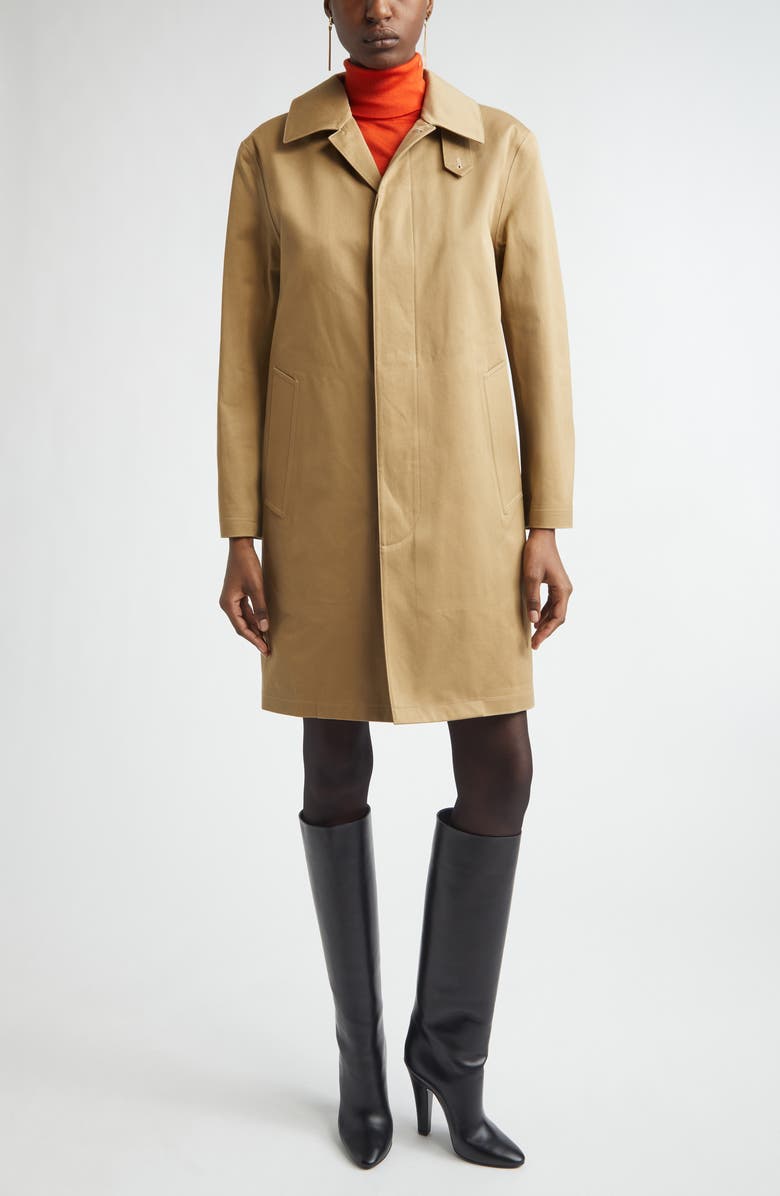 Saint Laurent Cotton Gabardine Coat, Main, color, Beige