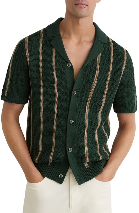 Ellingham Textured Stripe Camp Collar Cardigan